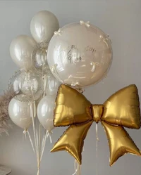 Balon mare din folie în formă de fundiță aurie 98×75 cm